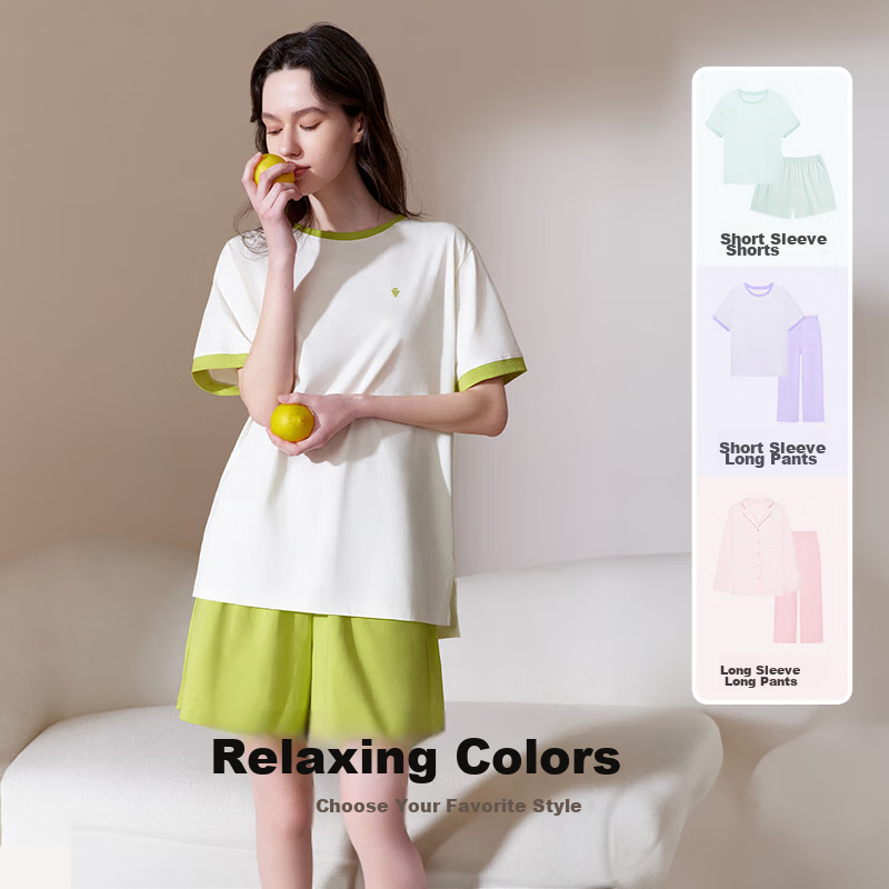 Ubras Fruit Series Pullover Short-Sleeve Shorts Loungewear Set, Couple's Women's...