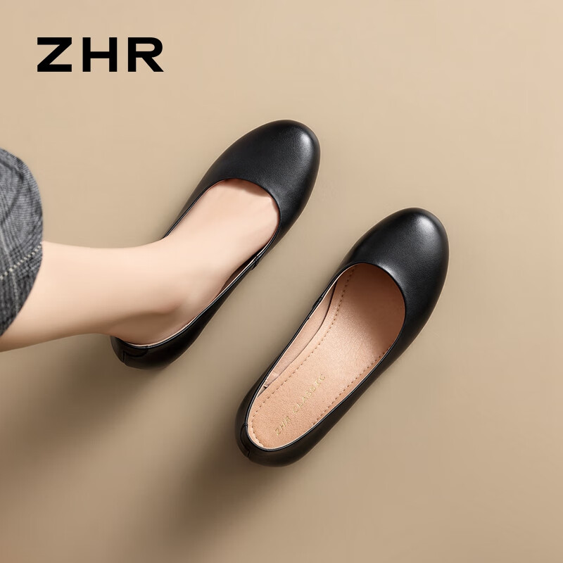 ZHR Top Layer Cowhide Women's Shoes Spring and Summer Commuting Leather Shoes Wo...