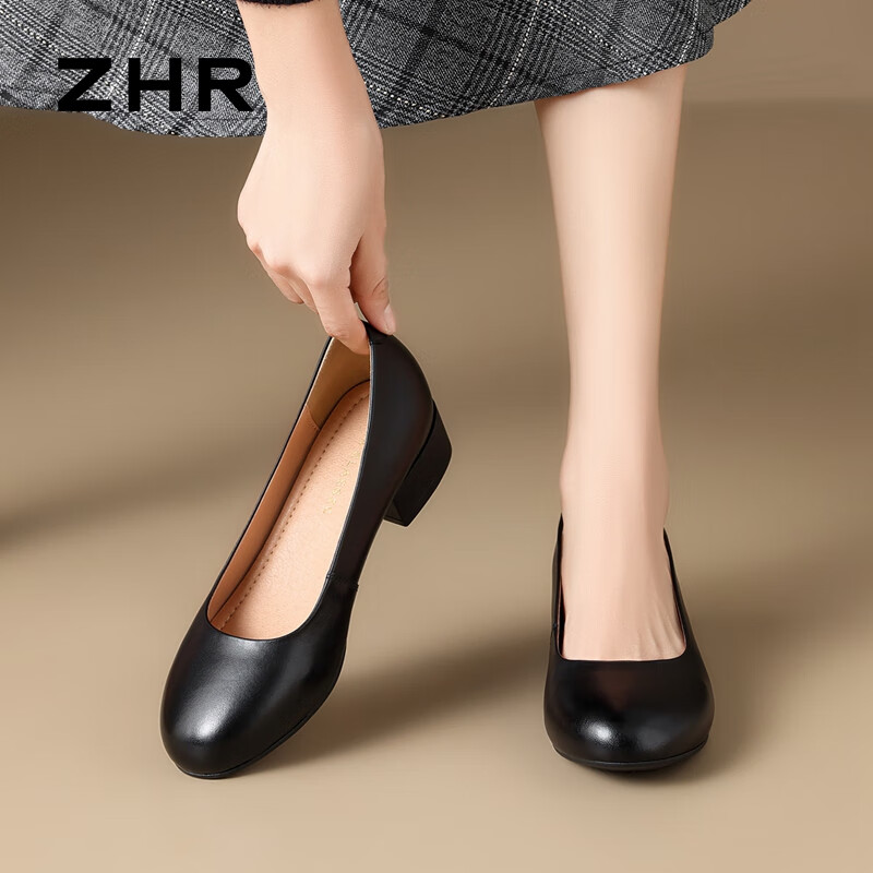 ZHR Top Layer Cowhide Women's Shoes Spring and Summer Commuting Leather Shoes Wo...