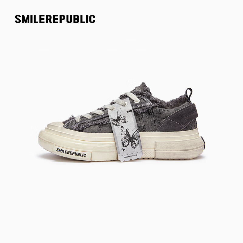 Smilerepublic 【Jin Chen's Same Style】Golden Butterfly 70s Distressed Grey Frin...