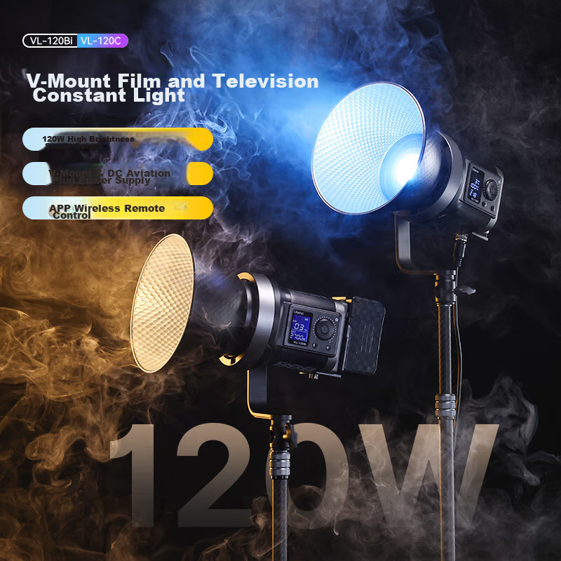 Ulanzi VL120Bi 120W Dual-Color Temperature Fill Light, V-Mount Video Continuous...