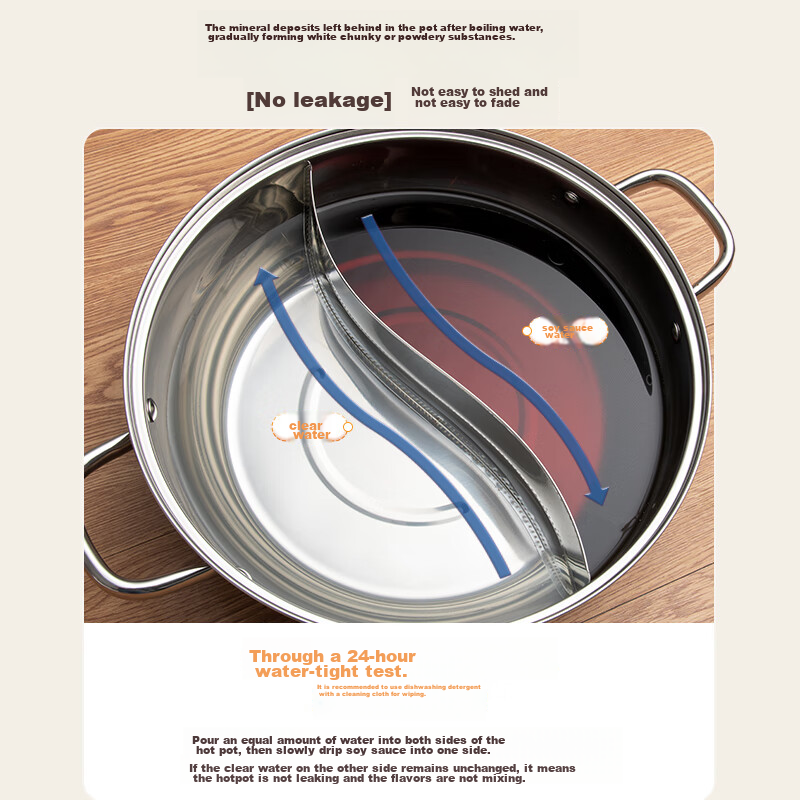 Aishida ASD Hot Pot, 304 Stainless Steel, 30CM, Suitable for Both Sides, Thicken...