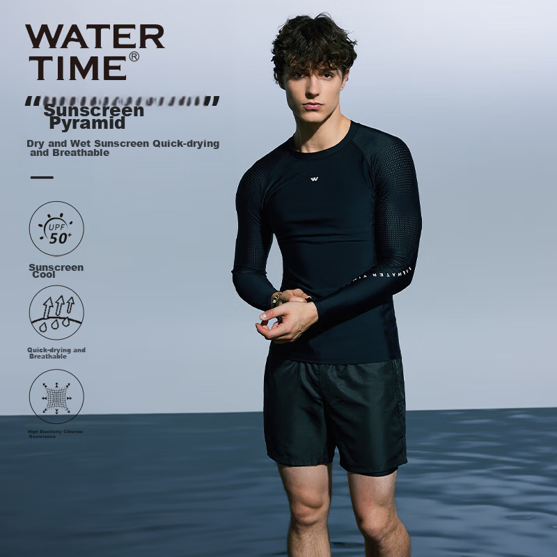 WATERTIME/Shuichuan Men's Swimwear Set, Long-Sleeve Quick-Dry Swimsuit And Swim...