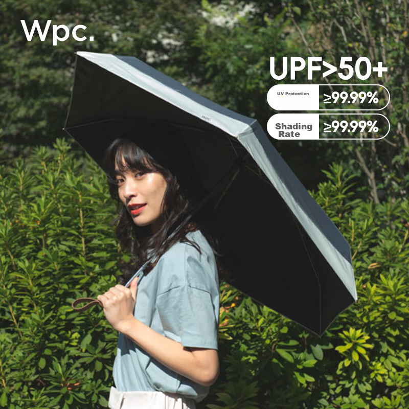 Wpc. Japanese Sun Umbrella, 5-Fold Compact Portable Mini Black Umbrella, Sun Pro...