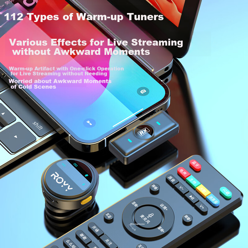 Royy 2-in-1 Wireless Lavalier Microphone with Sound Card for Smartphone Camera L...