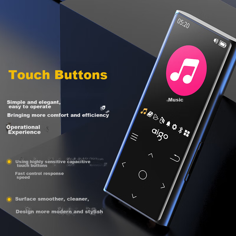 Aigo 801 64GB MP3/MP4 Player, Lossless HIFI External Speaker, Bluetooth Music Pl...