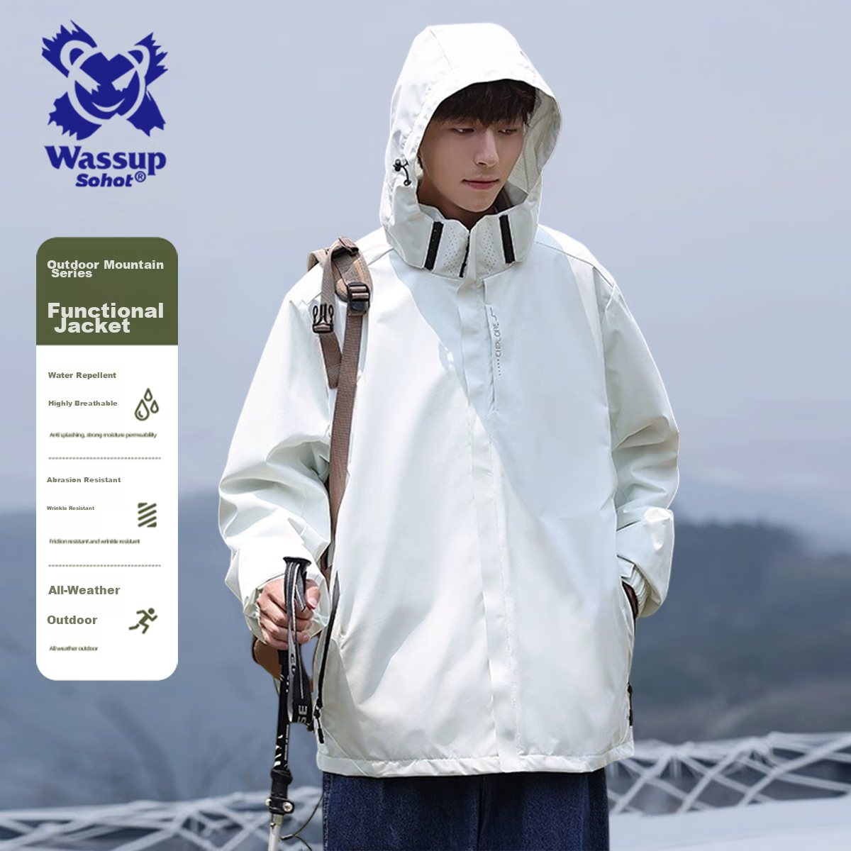Wassup Sohot Windbreaker Jacket for Men And Women, Spring And Autumn Outdoor Jac...