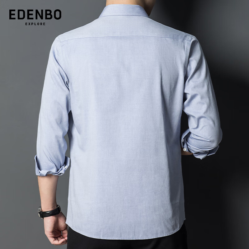 Edenbo Men's Long-Sleeve Shirt, Pure Cotton, Business Casual, Wrinkle-Free, Pure...