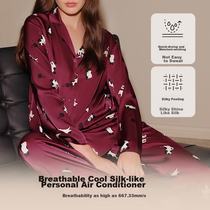 Ubras Flowing Light All-Over Cool-Feeling Lapel Loungewear Set, Pajamas, Short-S...