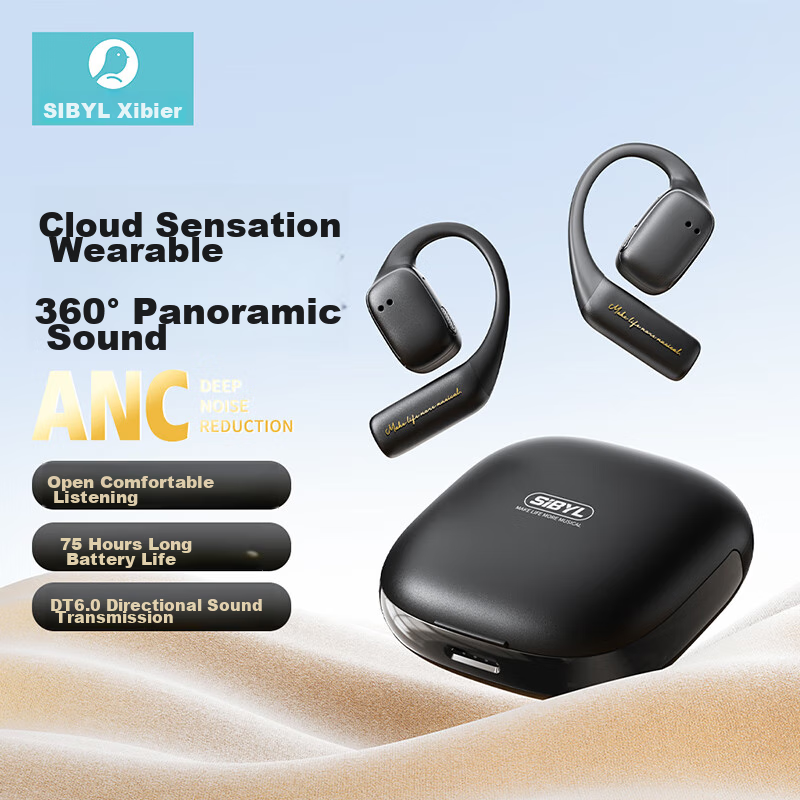 Sibyl B1 [ANC Active Noise Cancellation] Open-Ear Headphones, Bluetooth Wireless...