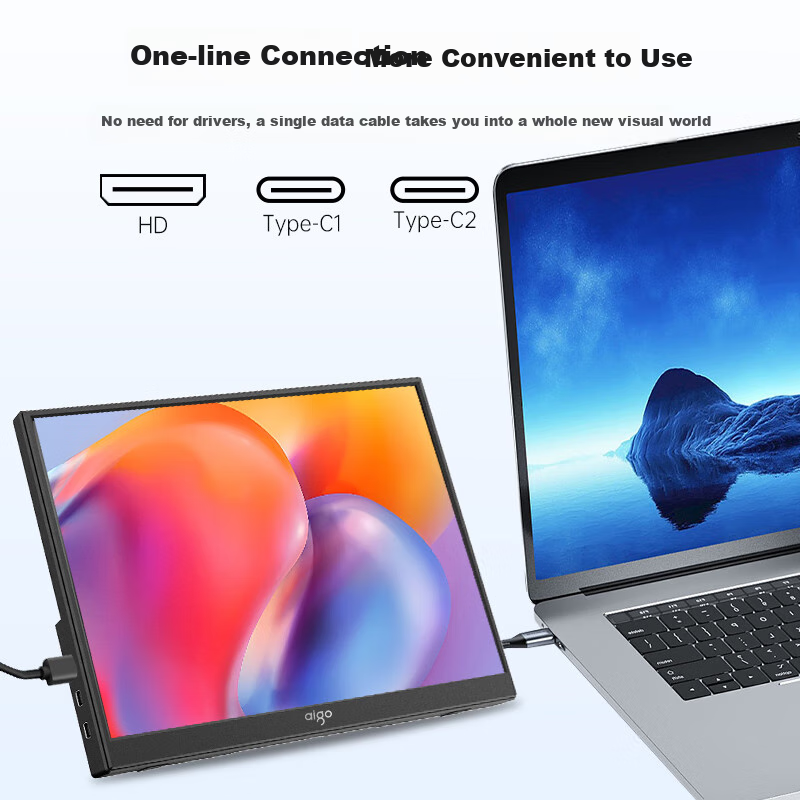 Aigo 14-inch Portable Monitor Expansion Screen for Computer, Smartphone, Laptop,...