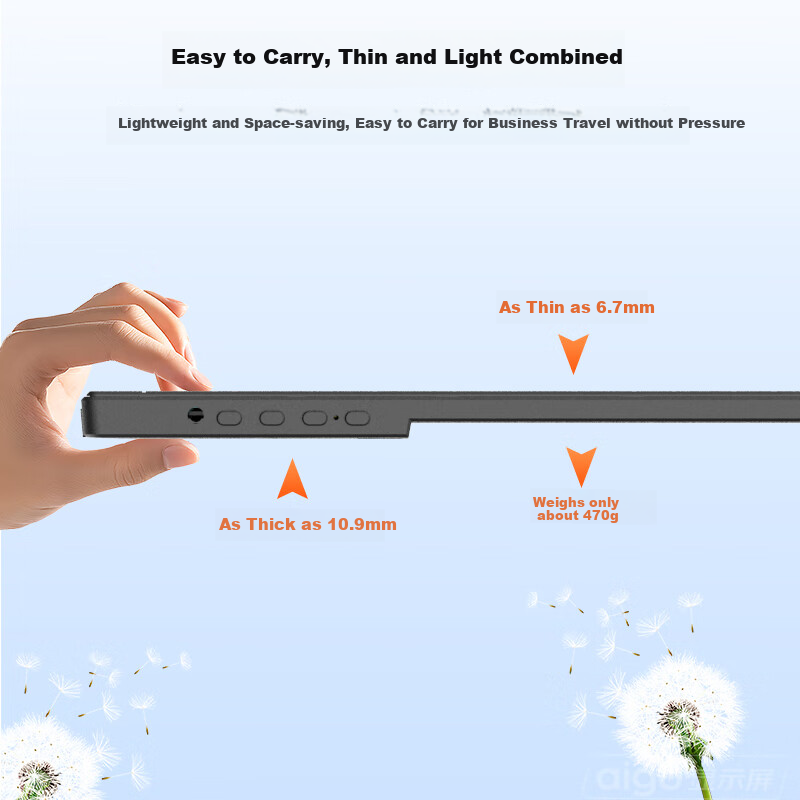 Aigo 14-inch Portable Monitor Expansion Screen for Computer, Smartphone, Laptop,...