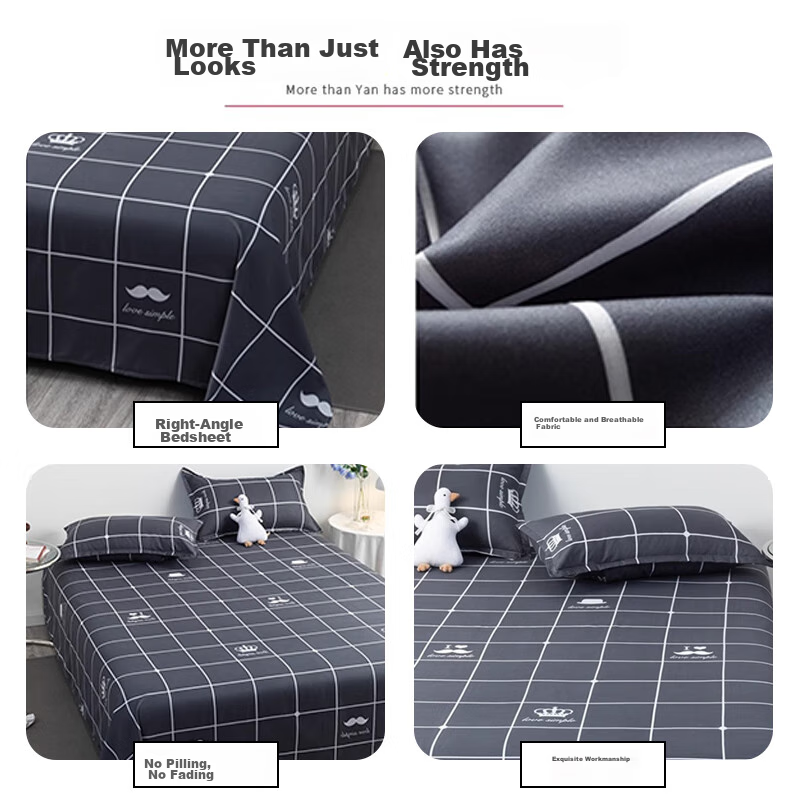 Aiwei Single Washable Bed Sheet for Student Dormitory Single Bed 180*230cm Gray...