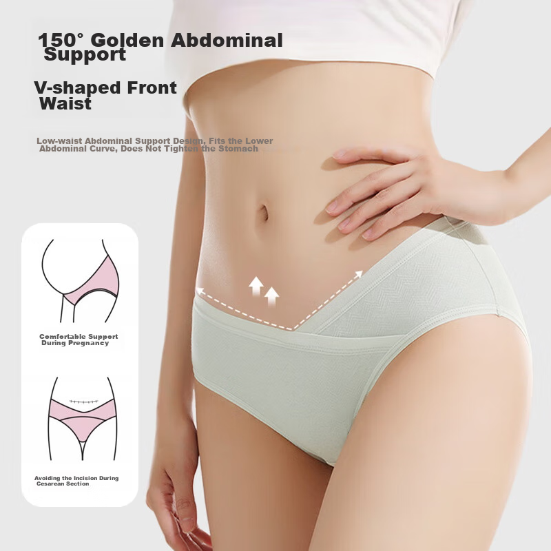 Aibao Maternity Underwear, Low-Rise, Pure Cotton Crotch, Antibacterial, Postpart...