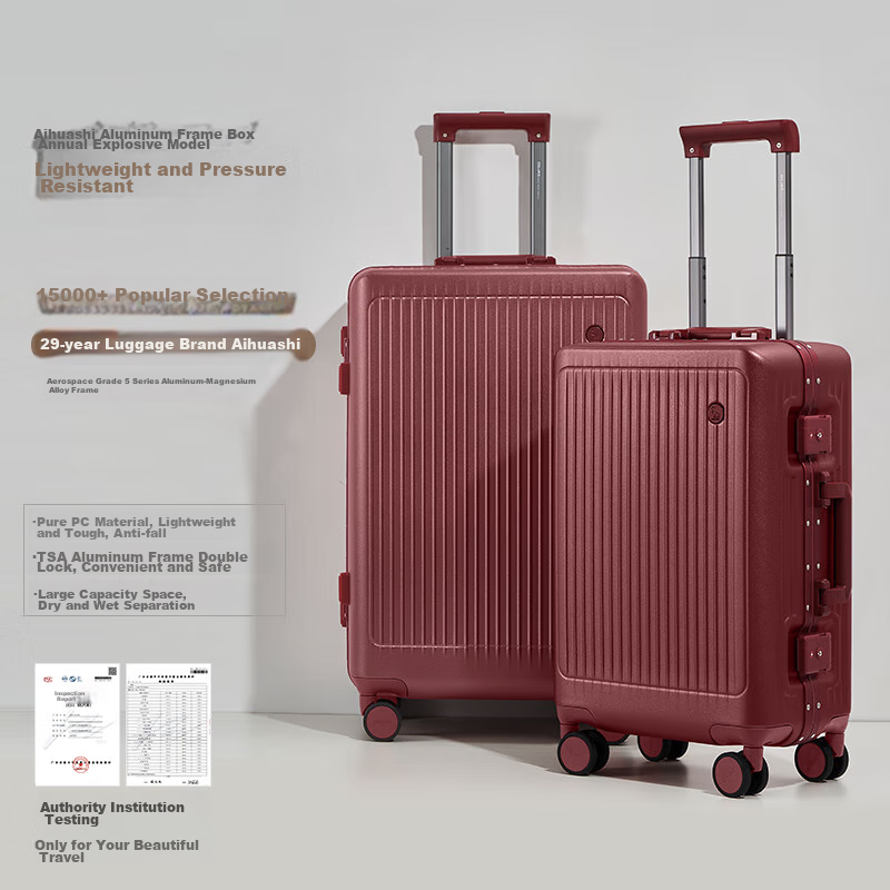 Aihua Xingzhe Series Luggage, 20-Inch Aluminum Frame Suitcase, Carry-On for Wome...