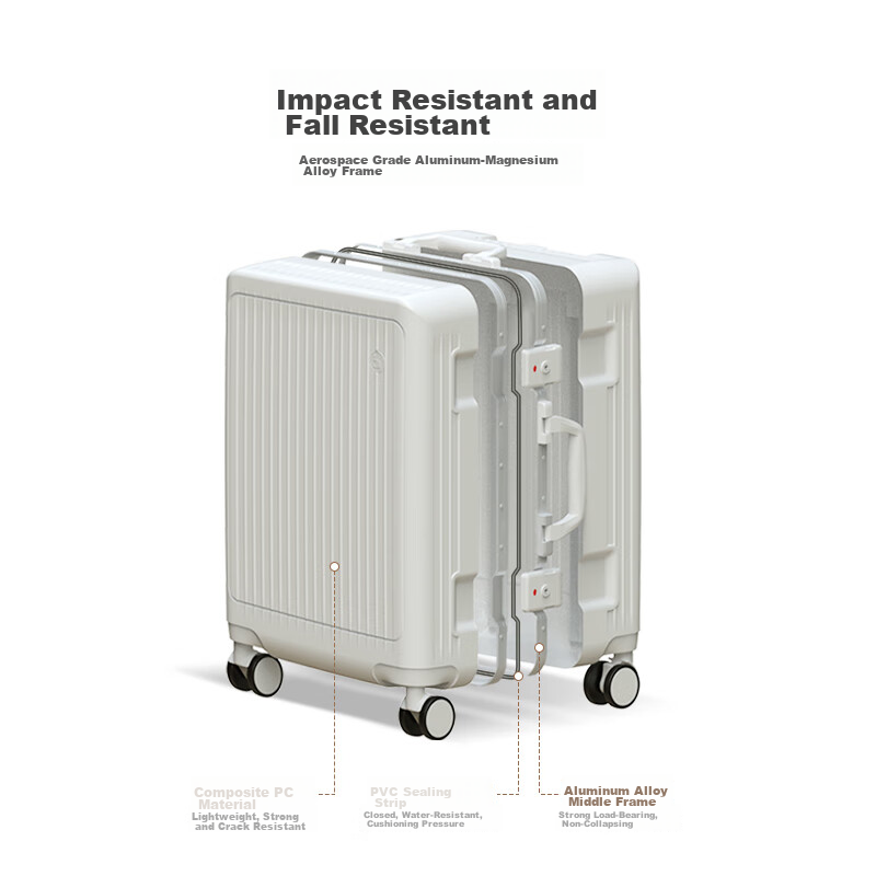 Aihua Xingzhe Series Luggage, 20-Inch Aluminum Frame Suitcase, Carry-On for Wome...