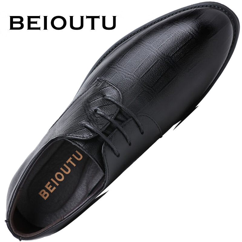 BEIOUTU Men's Leather Shoes, Formal Business Casual Shoes, Comfortable Lace-Up W...
