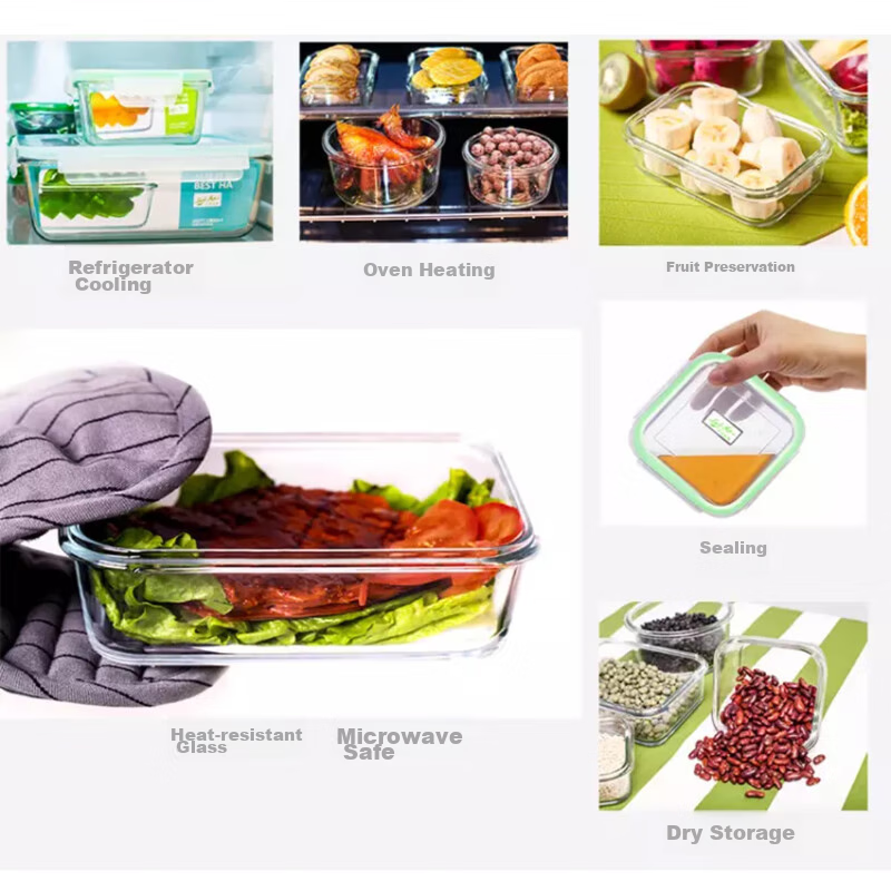 BestHA Microwave-Safe Glass Food Container, Borosilicate Glass Lunch Box, Office...