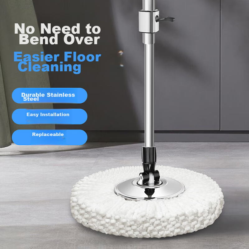 Baijiahaoshi Hands-Free Rotating Mop Handle, Stainless Steel Handle And Mop Head...