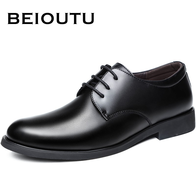 BEIOUTU Men's Lace-Up Formal Business Shoes, British Style Comfortable Work Comm...