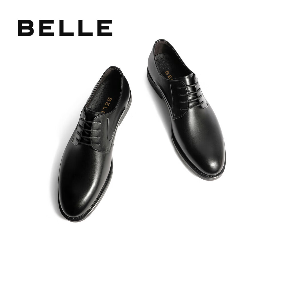 Belle Men's Leather Shoes Shock Absorption Business Formal Shoes A0766CM2 Black...