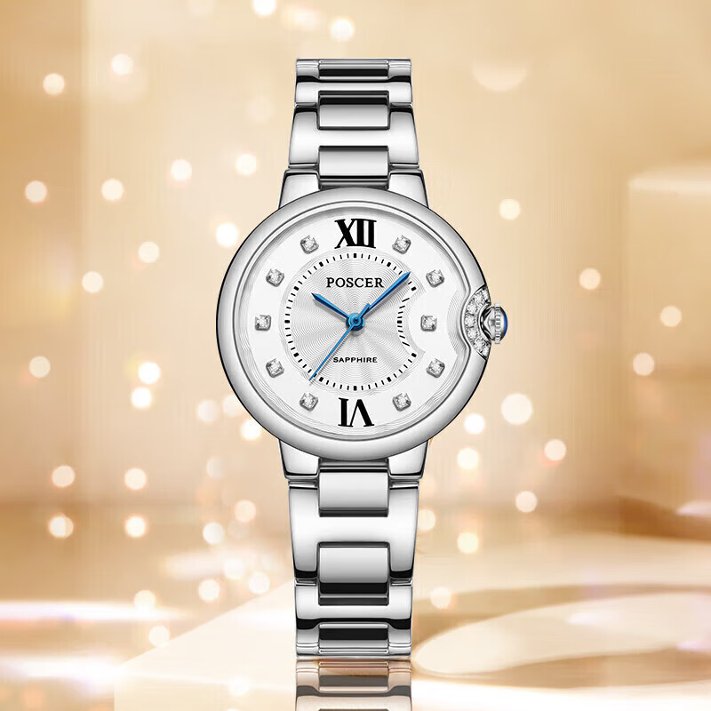 POSCER Women's Luxury Quartz Watch, White Dial, Top Ten Brand, Chinese Watch, Bi...