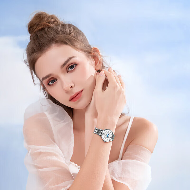 POSCER Women's Luxury Quartz Watch, White Dial, Top Ten Brand, Chinese Watch, Bi...