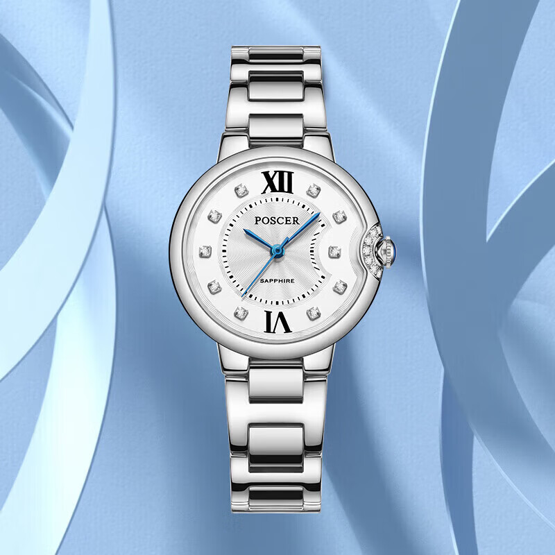 POSCER Women's Luxury Quartz Watch, White Dial, Top Ten Brand, Chinese Watch, Bi...