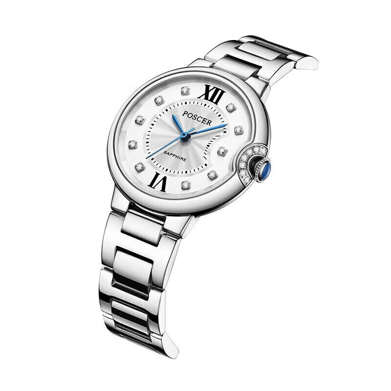 POSCER Women's Luxury Quartz Watch, White Dial, Top Ten Brand, Chinese Watch, Bi...