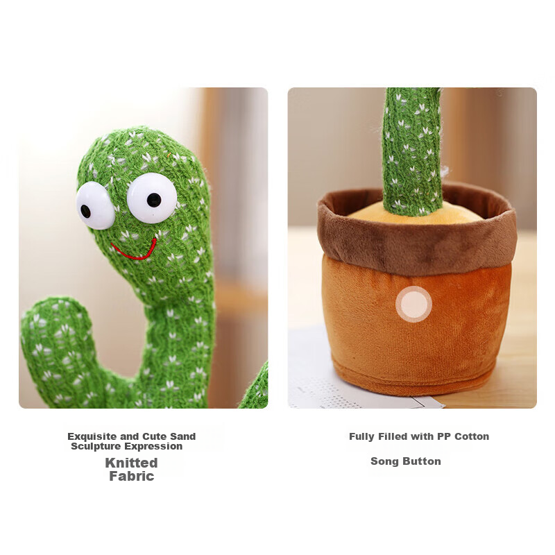 Babamama Dancing and Talking Cactus Toy Baby Infant Toy Swinging Repeating Doll