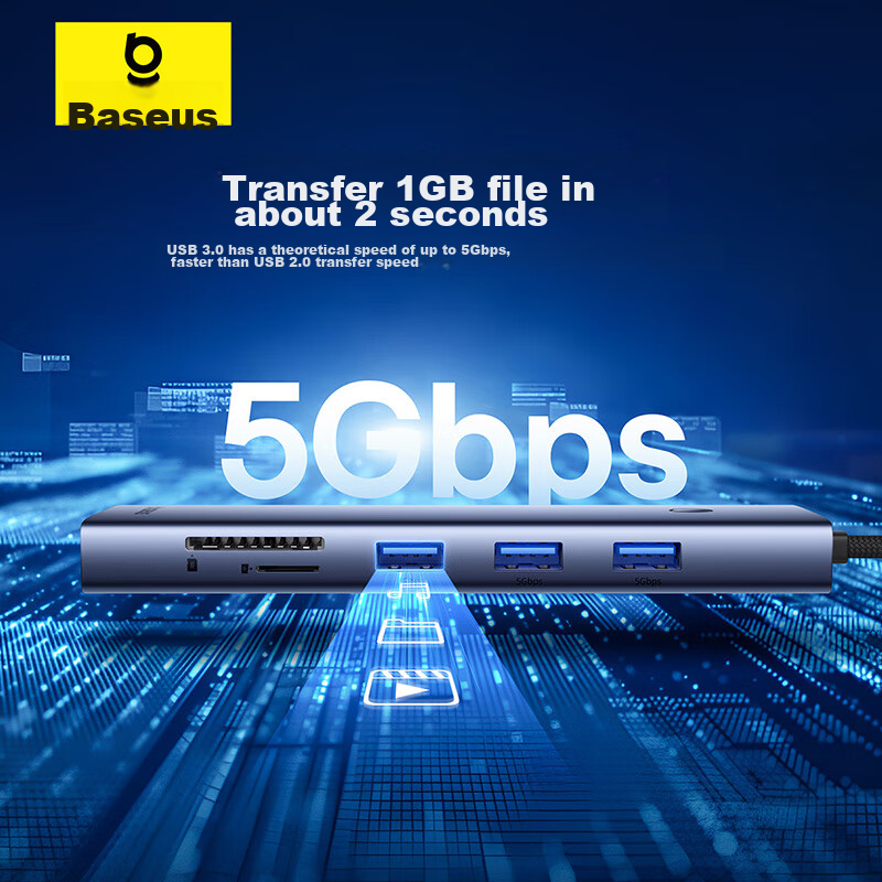 Baseus Expansion Dock, Type-C Hub Charger, Splitter, Gigabit Ethernet Port, 4K 6...