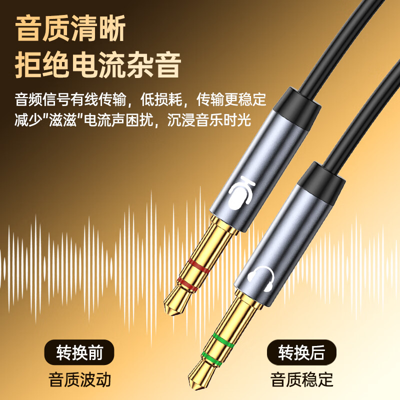 Biaze 3.5mm AUX Audio Splitter Cable, One to Two, for Headset And Microphone, 2-...