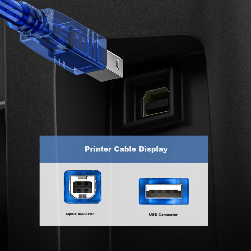 Beilifang Printer Data Cable, USB2.0AM/BM Square Connector, High-Speed Printing...
