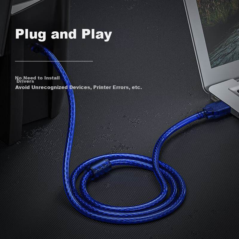 Beilifang Printer Data Cable, USB2.0AM/BM Square Connector, High-Speed Printing...