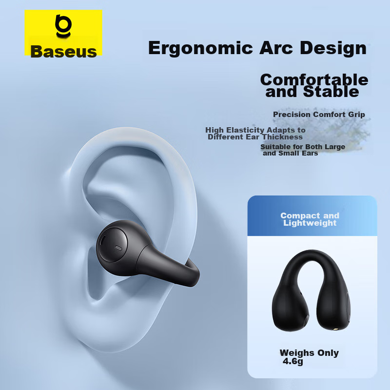 Baseus AS01 Bluetooth Headphones, Clip-On Bone Conduction Concept, True Wireless...