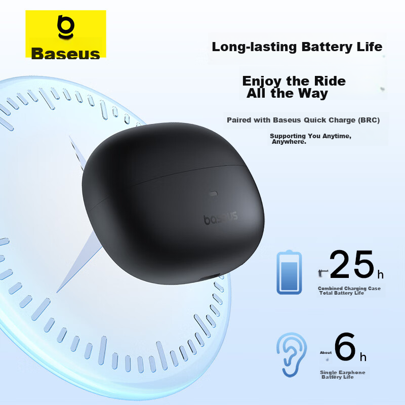 Baseus AS01 Bluetooth Headphones, Clip-On Bone Conduction Concept, True Wireless...