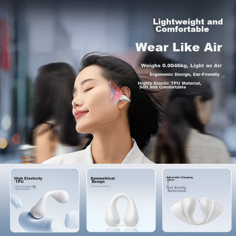 Baseus AS01 Bluetooth Ear Clip, Bone Conduction Headphones Concept, Non-In Open-...