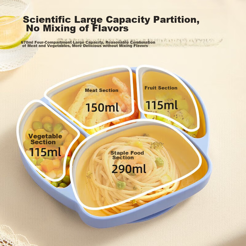 Beipesi Baby Plate, Complementary Food Bowl, Infant Suction Cup Silicone Self-Fe...