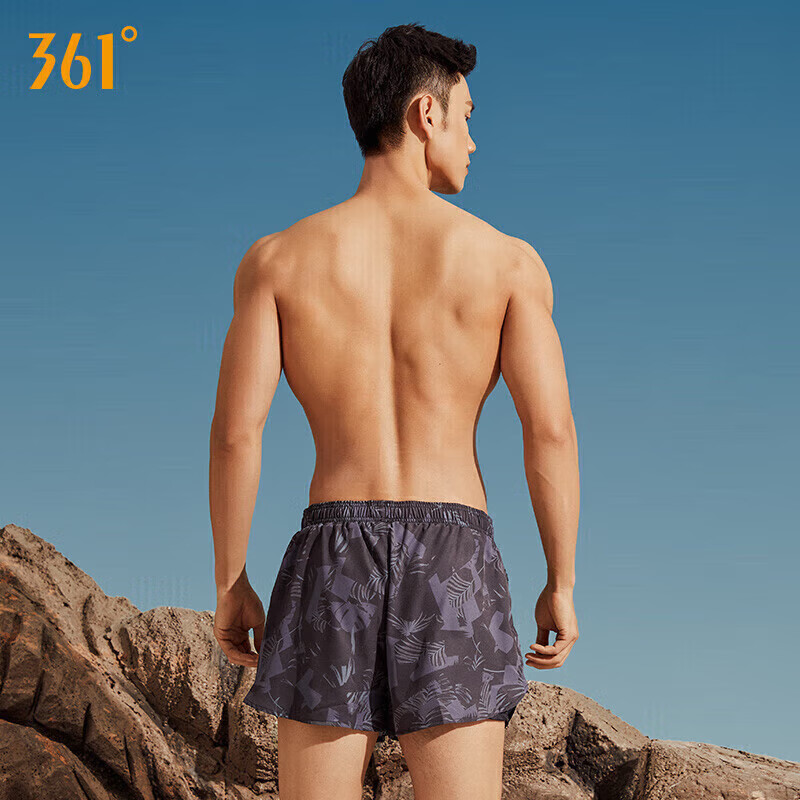 361° Men's Swim Trunks, Goggles, And Swim Cap Set, Square-Leg Style, Fake Two-Pi...