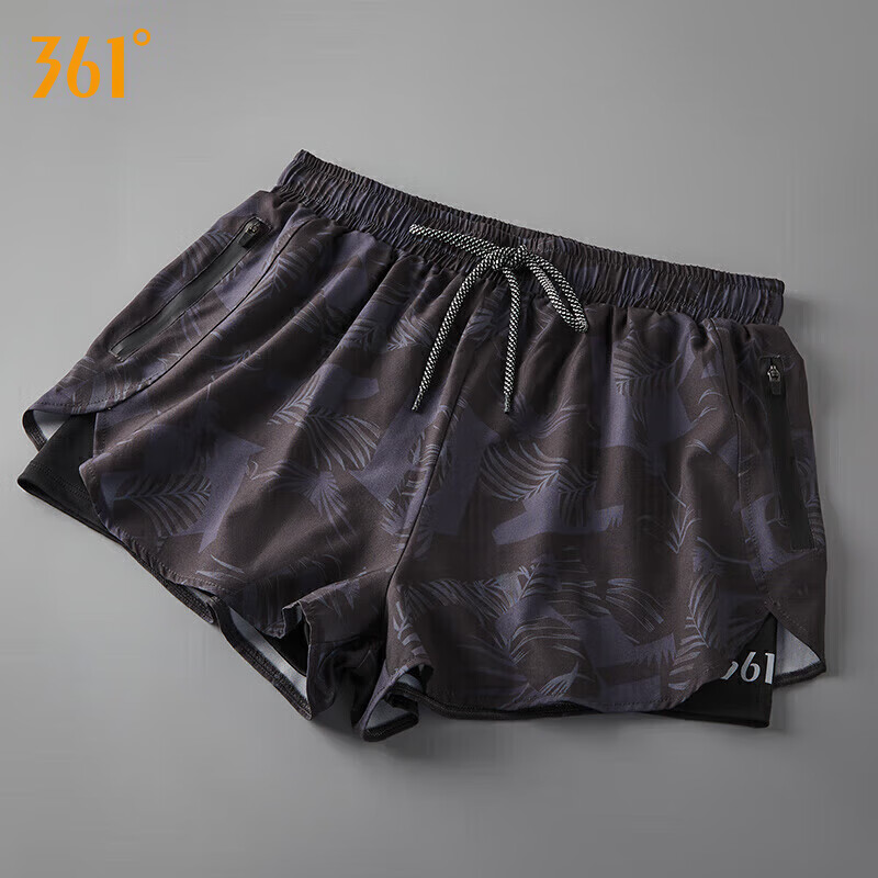 361° Men's Swim Trunks, Goggles, And Swim Cap Set, Square-Leg Style, Fake Two-Pi...