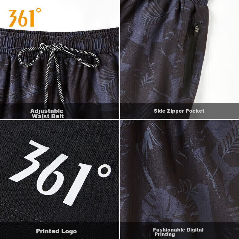 361° Men's Swim Trunks, Goggles, And Swim Cap Set, Square-Leg Style, Fake Two-Pi...