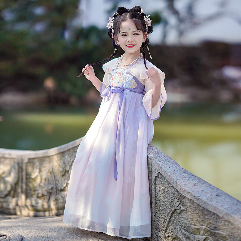 Anni You'er Hanfu Girls' Dress, Tang Dynasty Style, Fairy-Like Ancient Costume,...