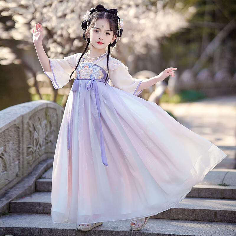 Anni You'er Hanfu Girls' Dress, Tang Dynasty Style, Fairy-Like Ancient Costume,...