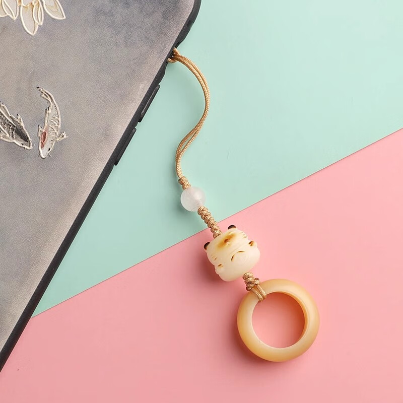 Beiyi Brand White Bodhi Charcoal Burned Cat Claw Phone Charm for Women Cute Exqu...