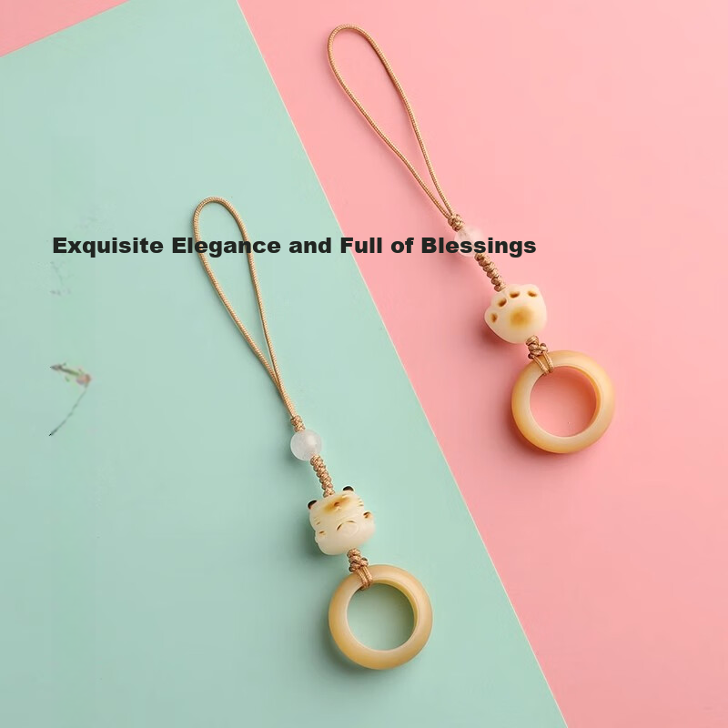 Beiyi Brand White Bodhi Charcoal Burned Cat Claw Phone Charm for Women Cute Exqu...