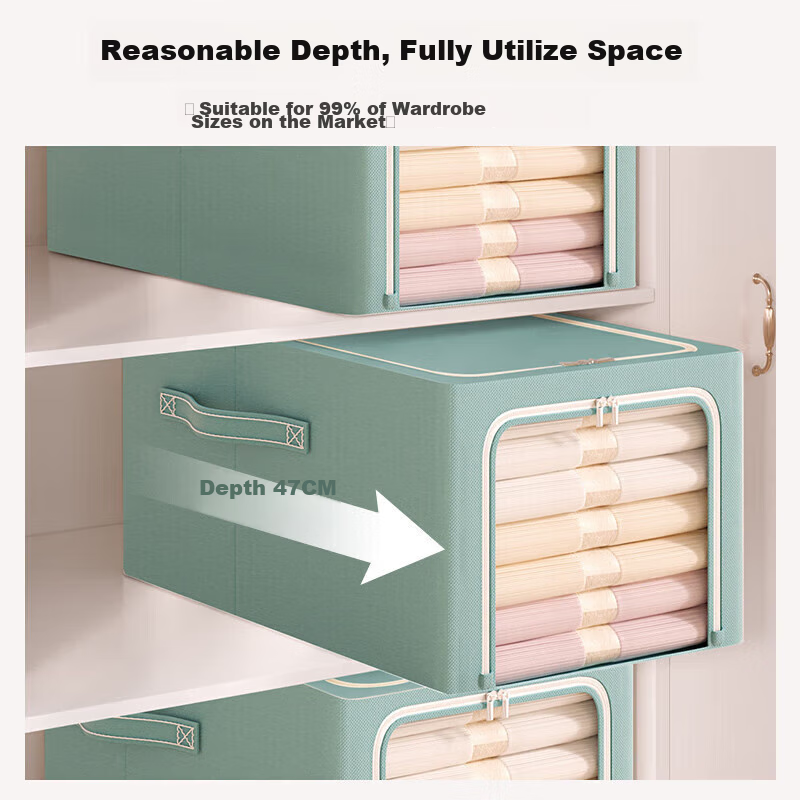 Baicaoyuan Oxford Fabric Storage Box for Clothes And Quilts, 56L Capacity, 1 Pie...