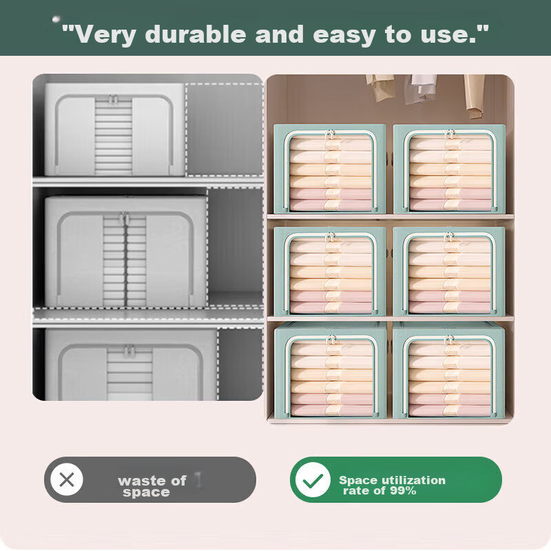 Baicaoyuan Oxford Fabric Storage Box for Clothes And Quilts, 56L Capacity, 1 Pie...