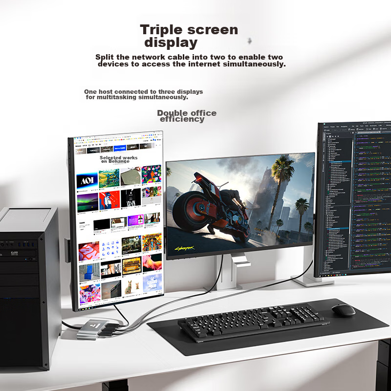 Biaze DP to HDMI One-To Converter Docking Station, 4K 60Hz, Supports Multi-Scree...