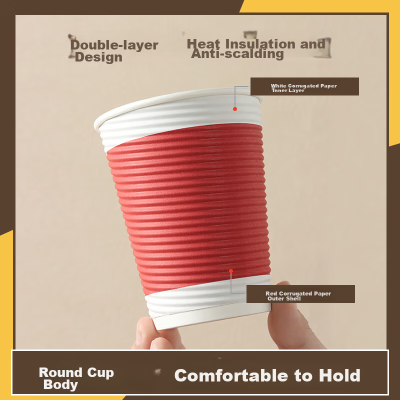 Baijie Disposable Coffee Cups with Lids, Large Size, 30 Sets * 350ml, Double-Lay...