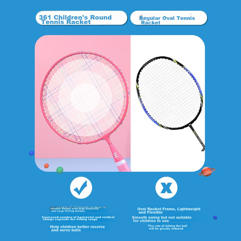361° Badminton Racket, Durable for Children, Suitable for Ages 3-12, Toy Gift Se...